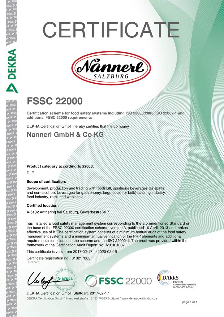 FSSC 22000 Certificate